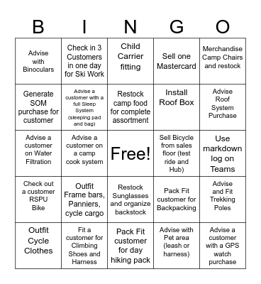 Hardgoods Bingo! Bingo Card