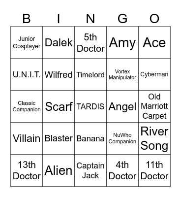 Gallifrey One Picture Bingo Card