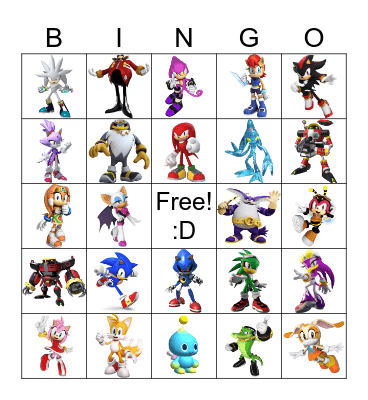 Sonic bingo Card