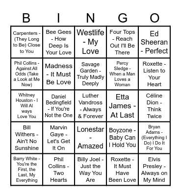 Valentine's Day Bingo Card