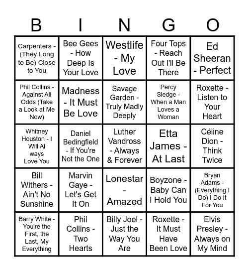 Valentine's Day Bingo Card