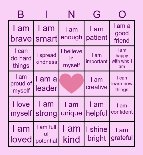 The Power of Words Bingo Card