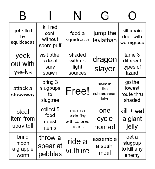 silly rain world bibno Bingo Card