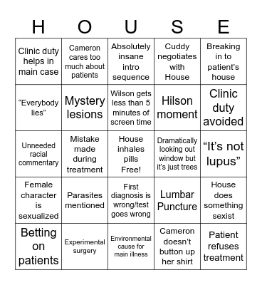 House Bingo Card