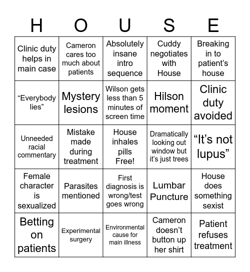 House Bingo Card
