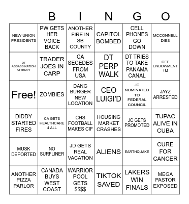 2025 SHITSHOW Bingo Card