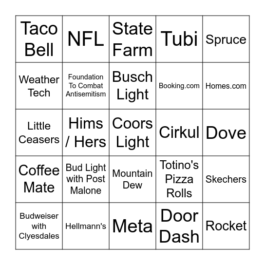 Super Bowl LIX Bingo Card