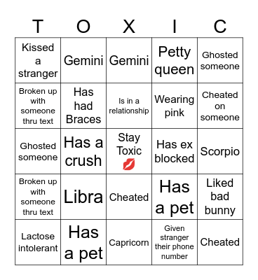 Galentine's Day Bingo Card
