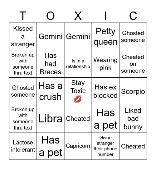 Galentine's Day Bingo Card