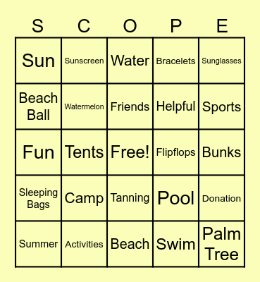 Scope bingo Card