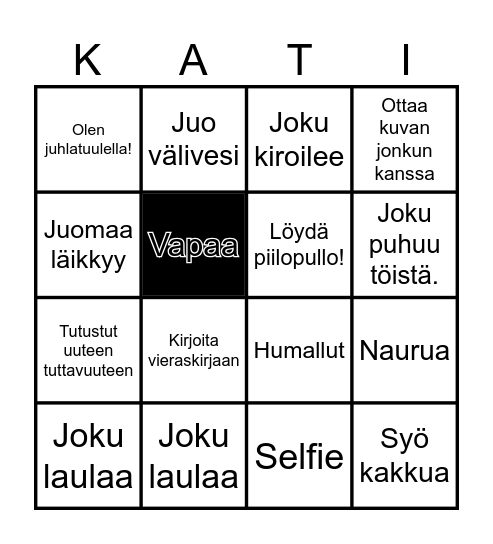 Synttäri Bingo! Bingo Card