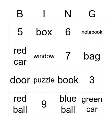 Basic English 1 Bingo Card
