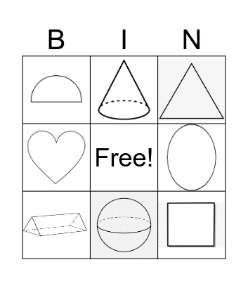 2D and 3D Shapes Bingo Card