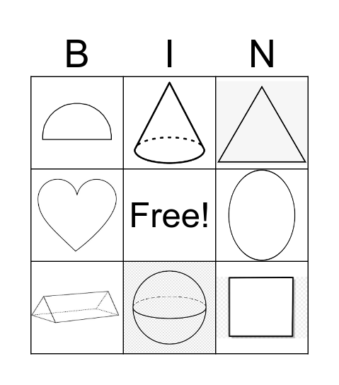 2D and 3D Shapes Bingo Card