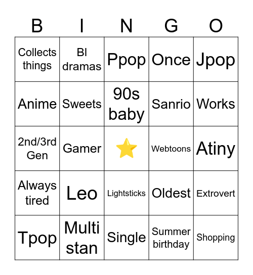 Ken's Bingo Card