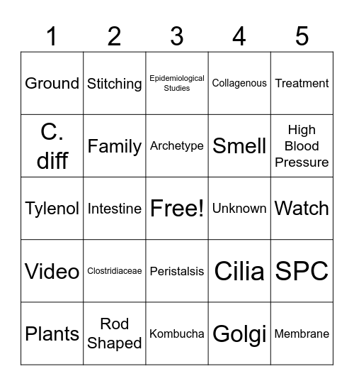 C. Diff Slide Bingo Card