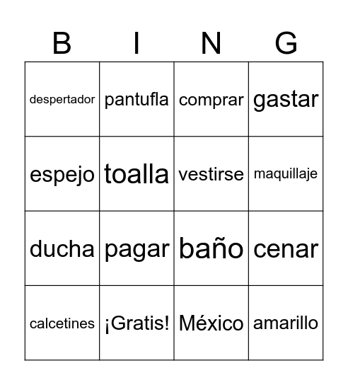 La rutina diaria Bingo Card
