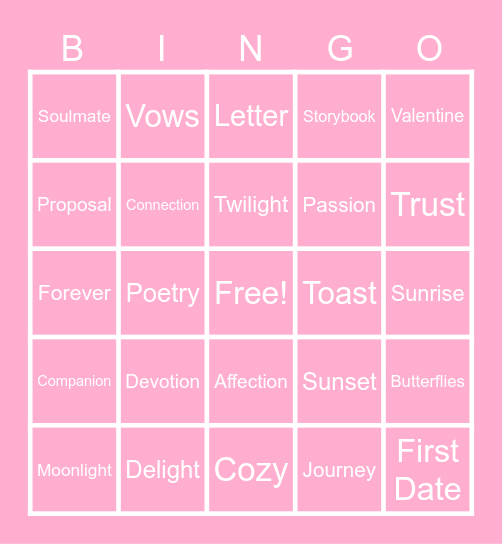 APU Now Valentine's Day Bingo Card