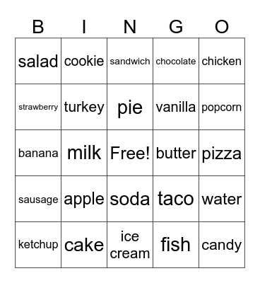 Intro to FOODS Bingo Card