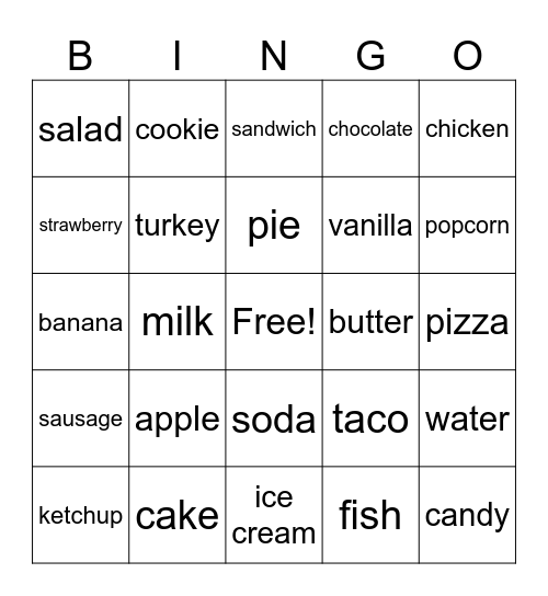 Intro to FOODS Bingo Card