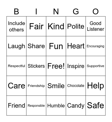 Kindness Bingo Card