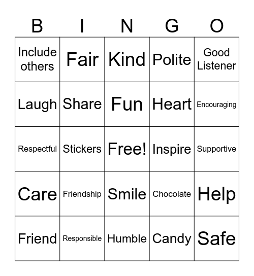 Kindness Bingo Card