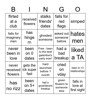 down bad gals spicy bingo Card