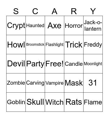 Halloween Bingo Card
