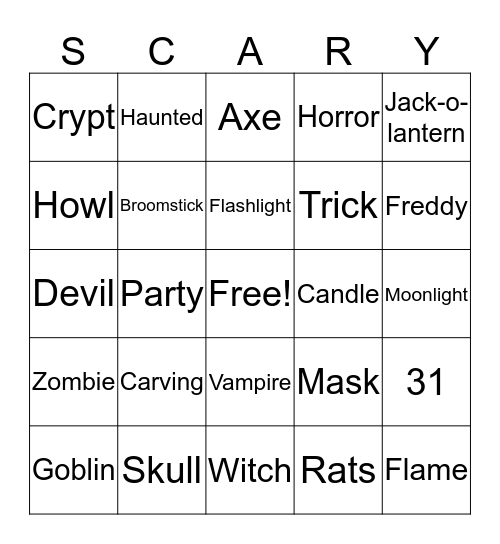 Halloween Bingo Card