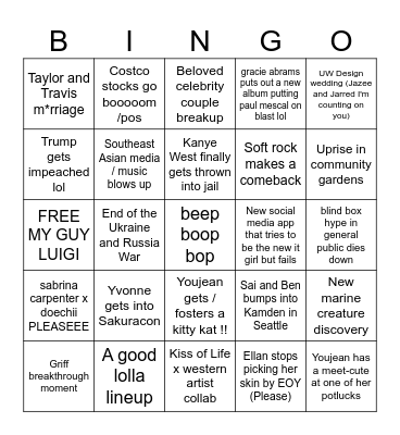 Ellan's 2025 bing bang bong Bingo Card
