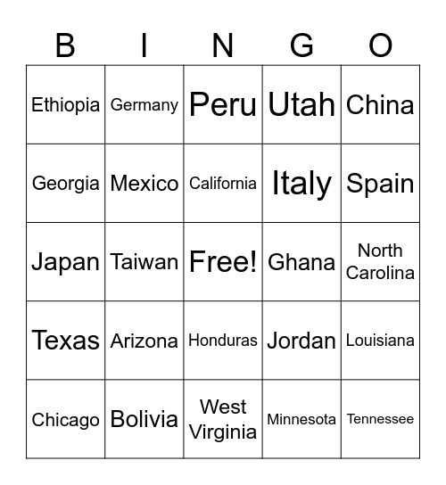 Taste of Home BINGO Card