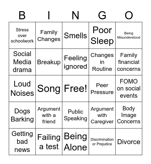 Trigger Bingo Card