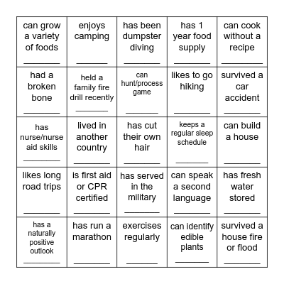 Find a friend who... Bingo Card
