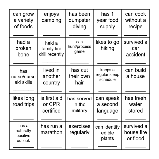 Find a friend who... Bingo Card