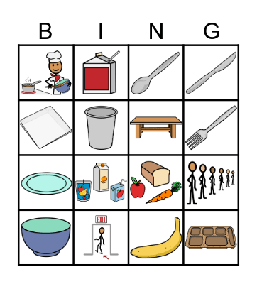 Lunchroom Vocabulary Everyday English Plus Bingo Card