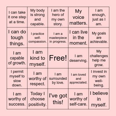 Affirmation Bingo! Bingo Card