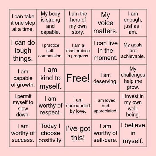 Affirmation Bingo! Bingo Card