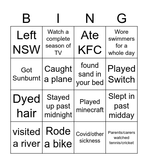 Holiday Bingo Card