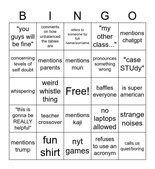 goldstein bingo 2 Bingo Card