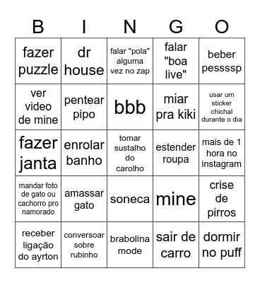 chicha Bingo Card