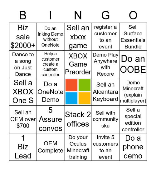 Microsoft Bingo! Bingo Card