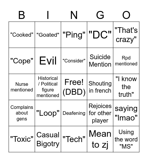 Alex Bingo Card