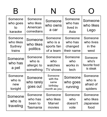 Human Bingo Card