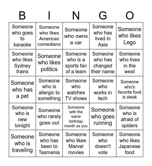 Human Bingo Card