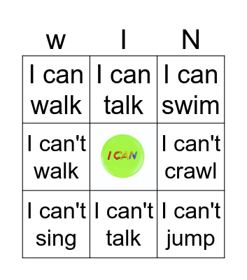 can can't Bingo Card