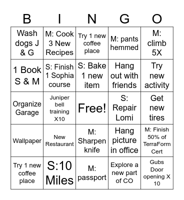 February 2025 Bingo Card
