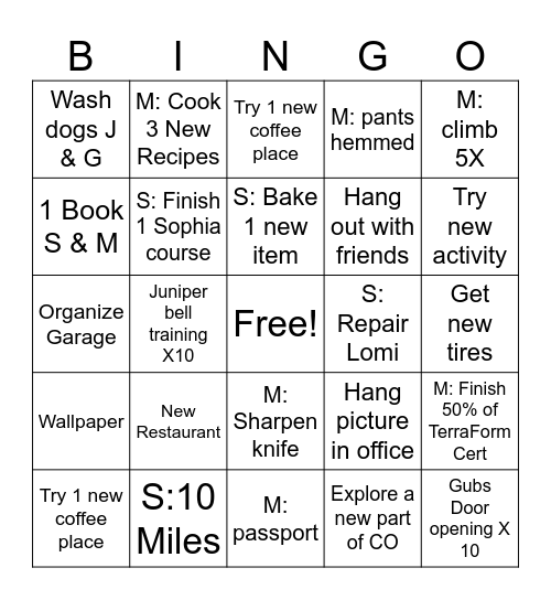 February 2025 Bingo Card