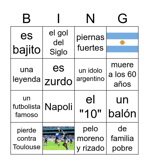 DIEGO Bingo Card