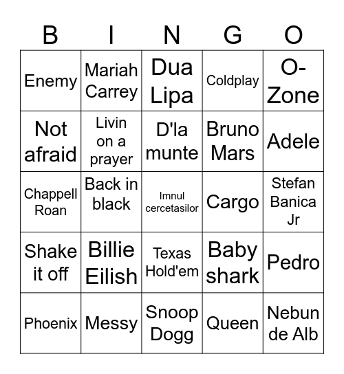 Music Bingo Cercetasesc Bingo Card