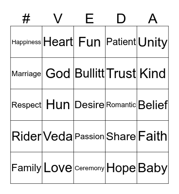 I's Married Now Bingo Card
